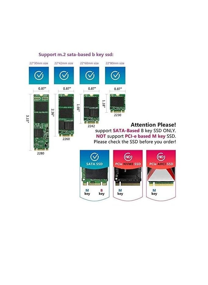 ماركة غير محددة - محول M.2 NGFF إلى SATA III 22-Pin لـ NGFF M.2 إلى SATA محول بطاقة يعتمد على مفتاح B/B + M 2280 2260 2242 2230mm SSD فائق السرعة 6 جيجابت في الثانية لأجهزة الكمبيوتر المحمولة - Image 1