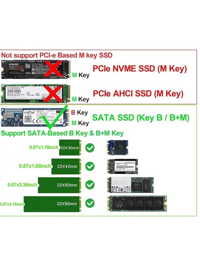 ماركة غير محددة - محول M.2 NGFF إلى SATA III 22-Pin لـ NGFF M.2 إلى SATA محول بطاقة يعتمد على مفتاح B/B + M 2280 2260 2242 2230mm SSD فائق السرعة 6 جيجابت في الثانية لأجهزة الكمبيوتر المحمولة - Image 1