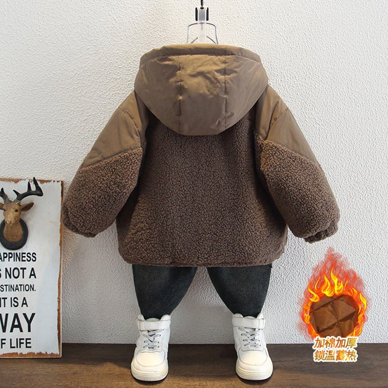 Children'S Cotton Thickened Coat Children'S Winter Lamb Wool Sweater Western Style Boy - Image 4
