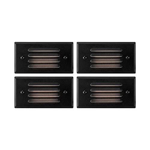 GKOLED 12V 3W Surface Mount Low Voltage LED Step Light with Horizontal Louver Faceplate for Steps Decks Pathway Yard Stairs Fences, IP65 Rated for Outdoor Waterproof, Ideal for Wet Locations (4 Packs) - Image 1