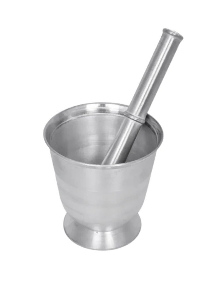 Ayda Aluminium Mortar & Pestle Khalbatta Masher Khaldasta Spice Grinder, 12x12x11cm 