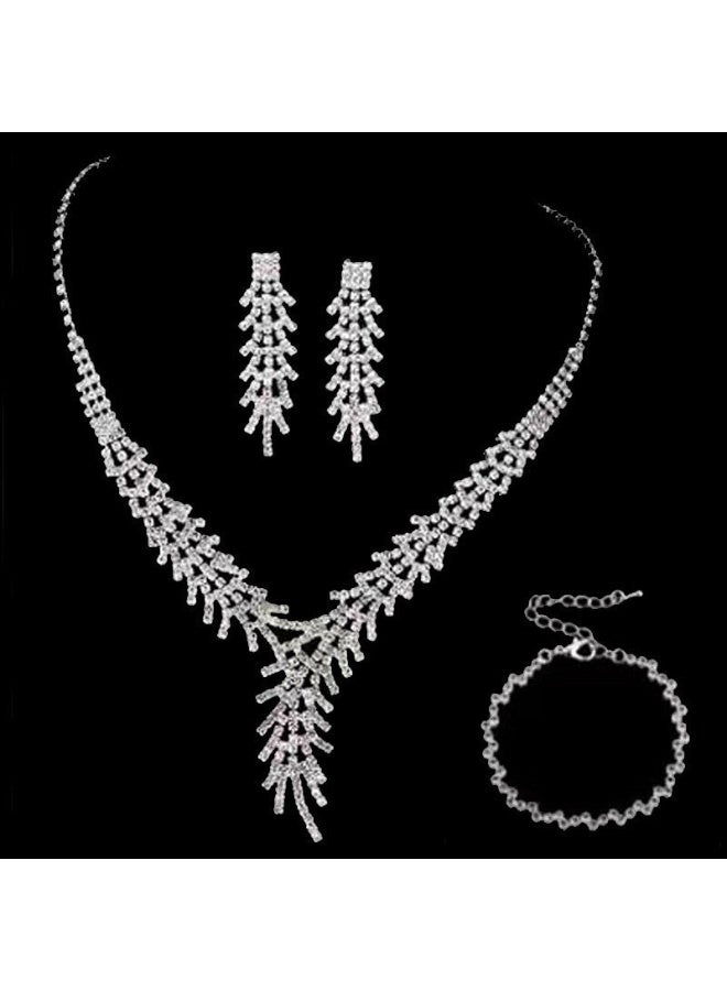 NIBEMINENT Stylish Luxury Silver Three-Piece Jewelry Set