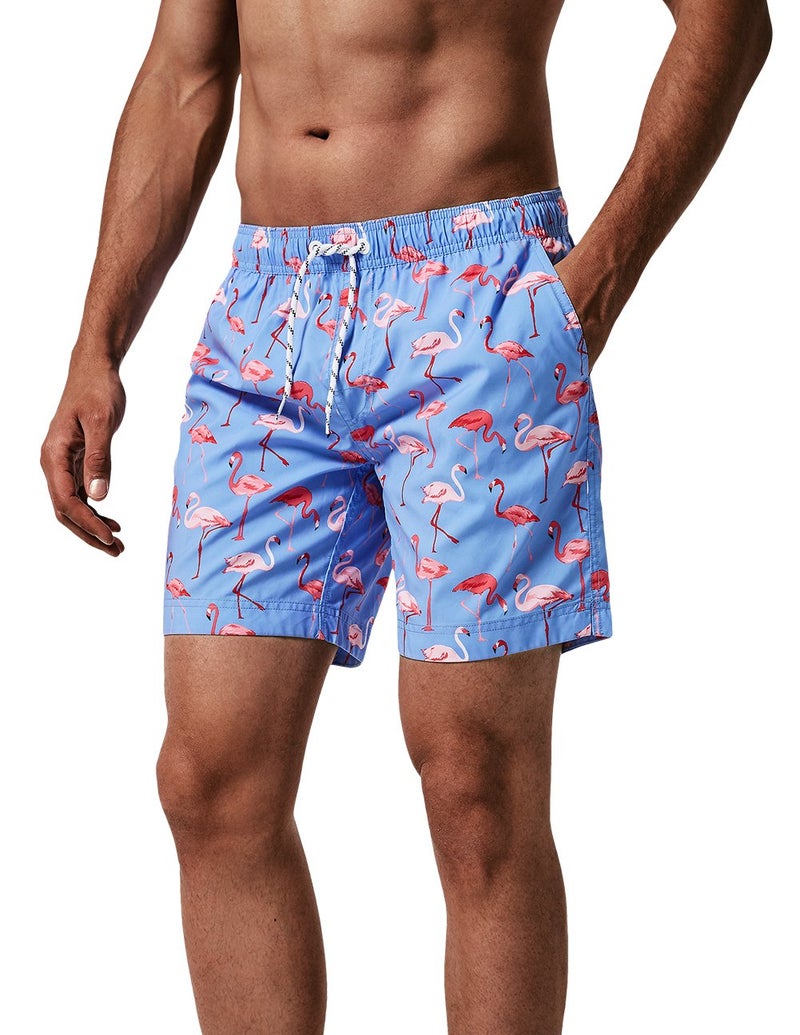 MaaMgic Mens Quick Dry Flamingo Swim Trunks With Mesh Lining Swimwear Bathing Suits,New-gma826-flamingo,L - Image 1
