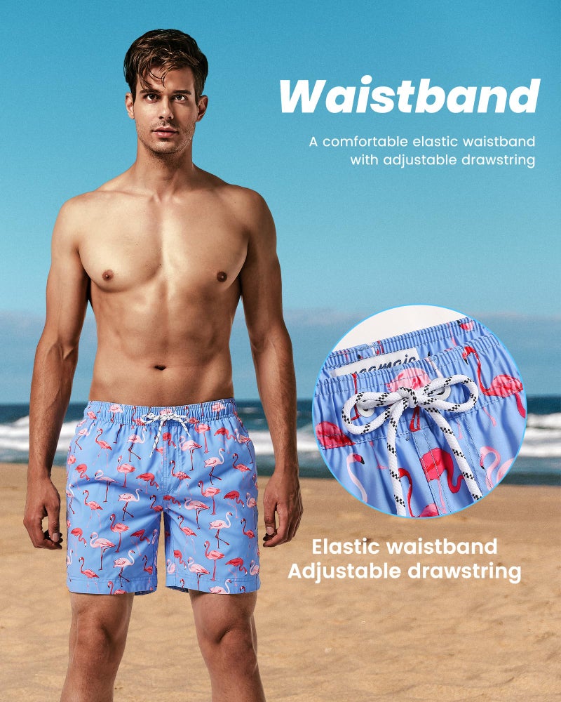MaaMgic Mens Quick Dry Flamingo Swim Trunks With Mesh Lining Swimwear Bathing Suits,New-gma826-flamingo,L - Image 5