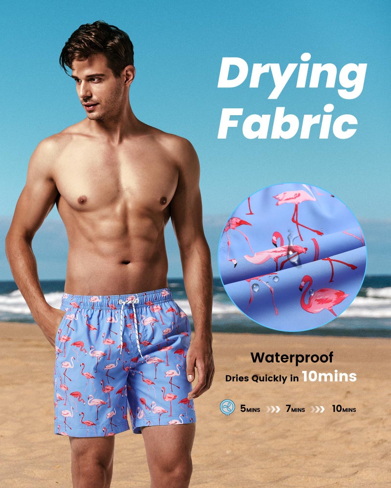 MaaMgic Mens Quick Dry Flamingo Swim Trunks With Mesh Lining Swimwear Bathing Suits,New-gma826-flamingo,L - Image 4