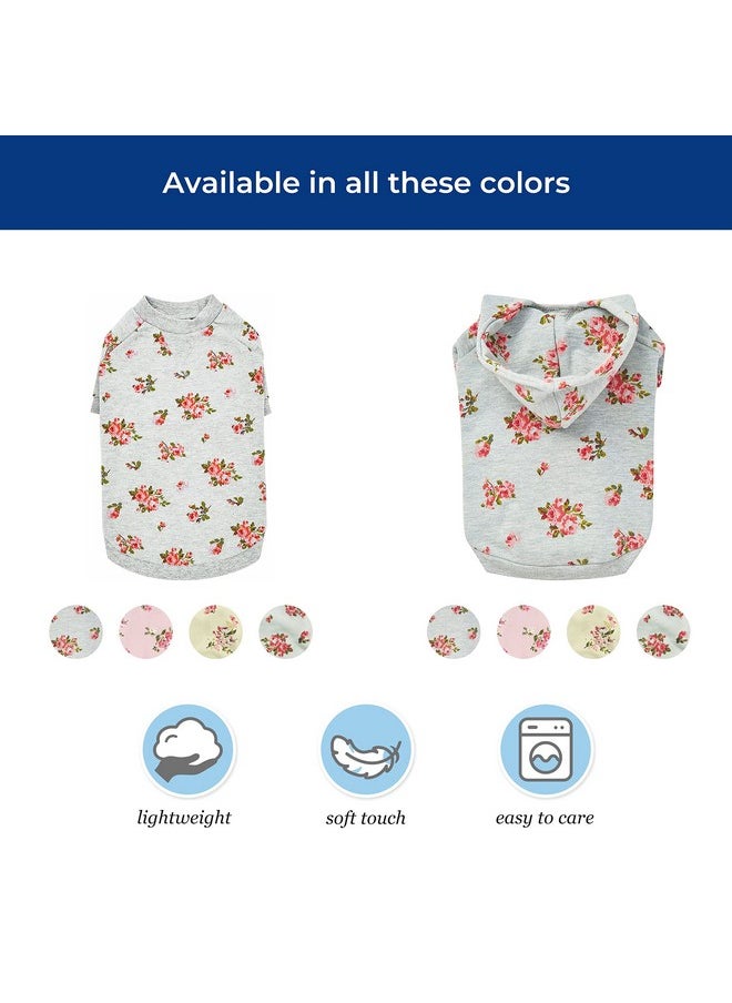 Blueberry Pet 2023 New Spring Scent Inspired Rose Flower CrewNeck Pullover Dog Sweatshirt In Stylish Grey, Back Length 12", Pack Of 1 Clothes For Dogs  - Image 5