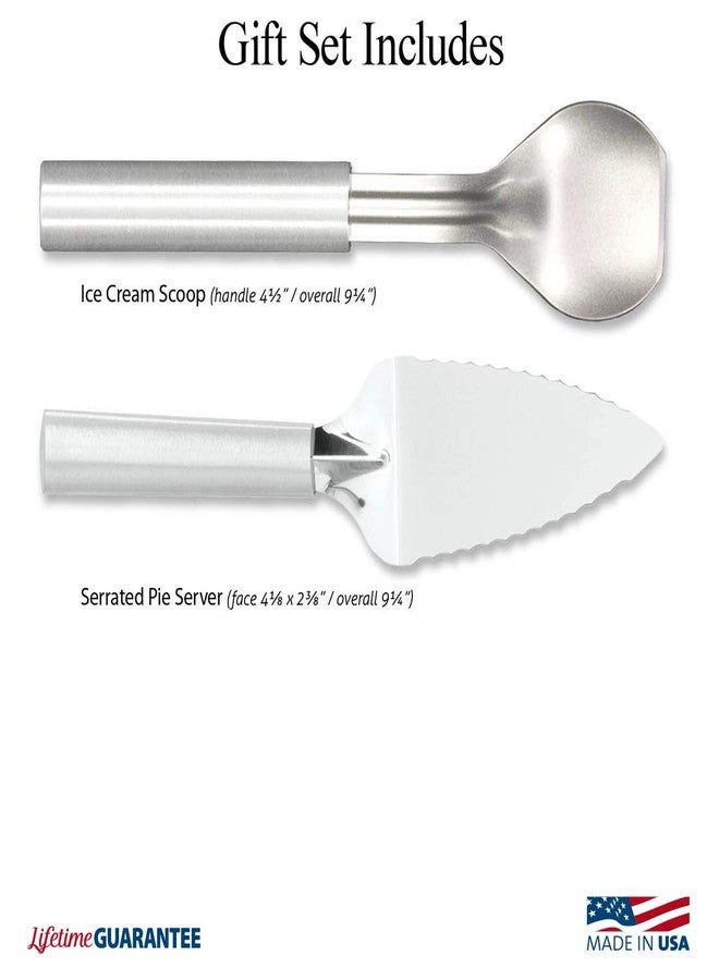 Rada Cutlery Pie A'La Mode Gift Set (S44), 2-Piece Ice Cream Scoop and Serrated Pie Server Set, Silver Handle - Image 2