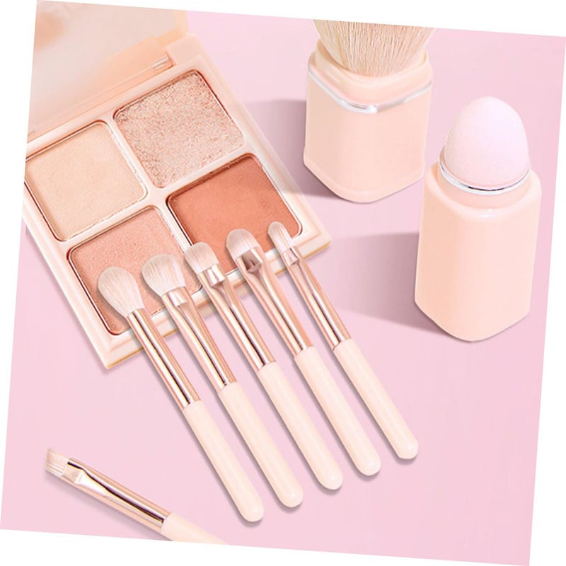 Multifunctional Telescopic Makeup Brush Set Portable Mini Cosmetic Brushes for Eyeshadow Blush Contour with Soft Synthetic Fibers Lightweight and Easy to Clean - Image 5