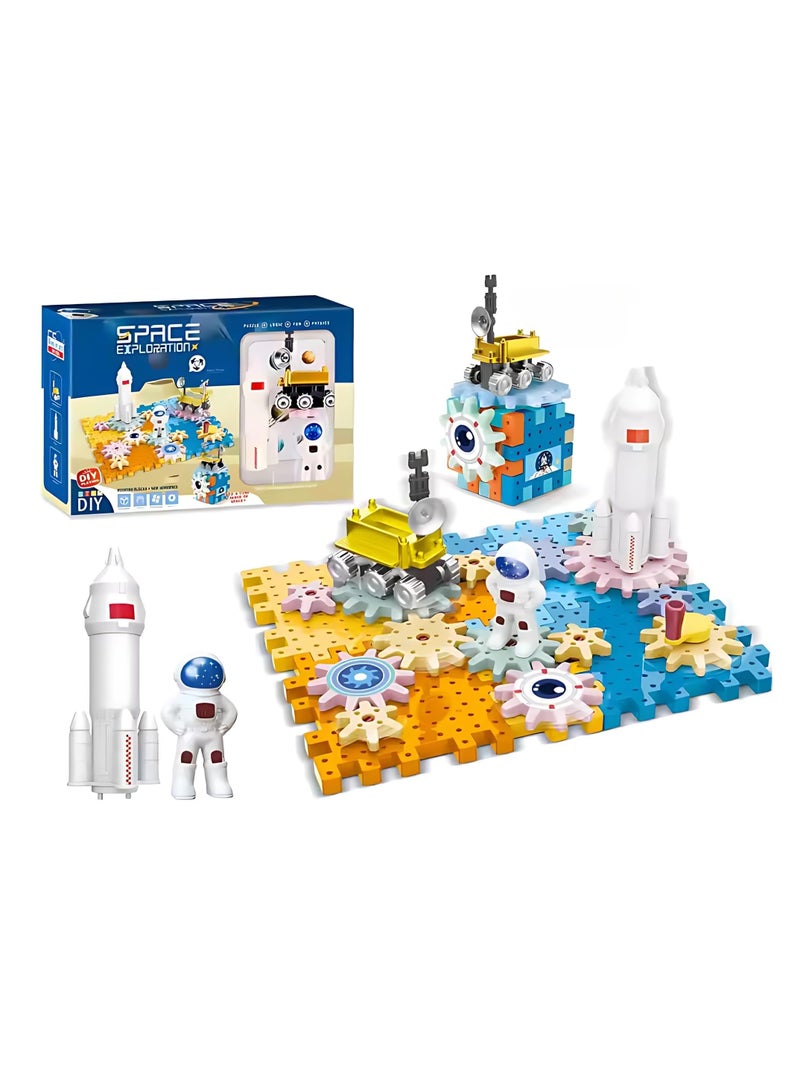 تويسو مجموعة مكعبات بناء Twisoo لاستكشاف الفضاء والمريخ - مجموعة ألغاز دوارة من 52 قطعة للأطفال، لعبة بناء تعليمية للعب والتعلم الخيالي - Image 1