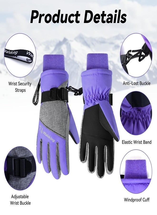 WALSKING Kids Waterproof Winter Thinsulate Warm Cold Weather Winter Snow Ski Gloves-Fits Boys and Girls Youth Child Outdoor - Image 3