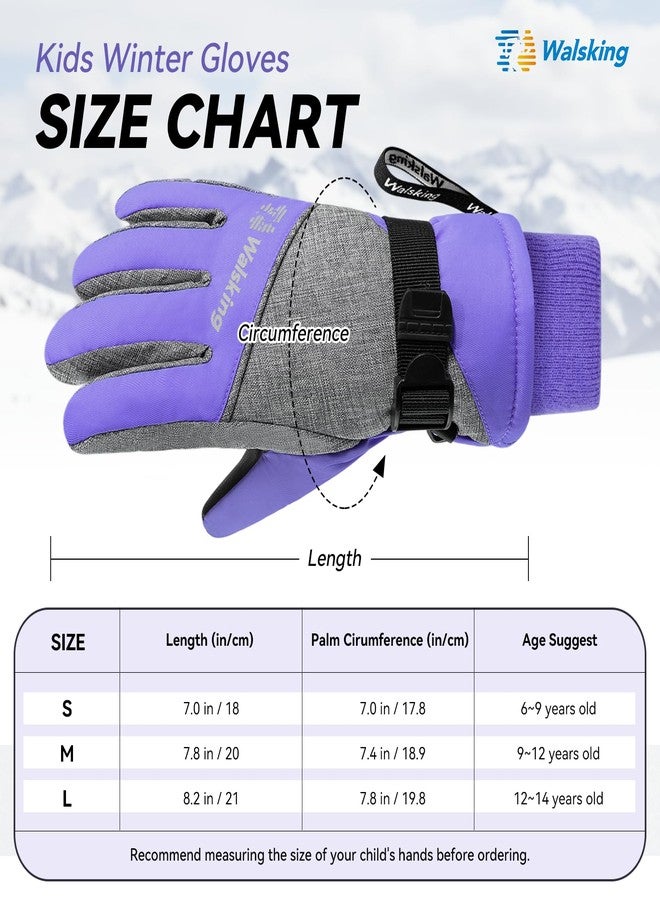 WALSKING Kids Waterproof Winter Thinsulate Warm Cold Weather Winter Snow Ski Gloves-Fits Boys and Girls Youth Child Outdoor - Image 2