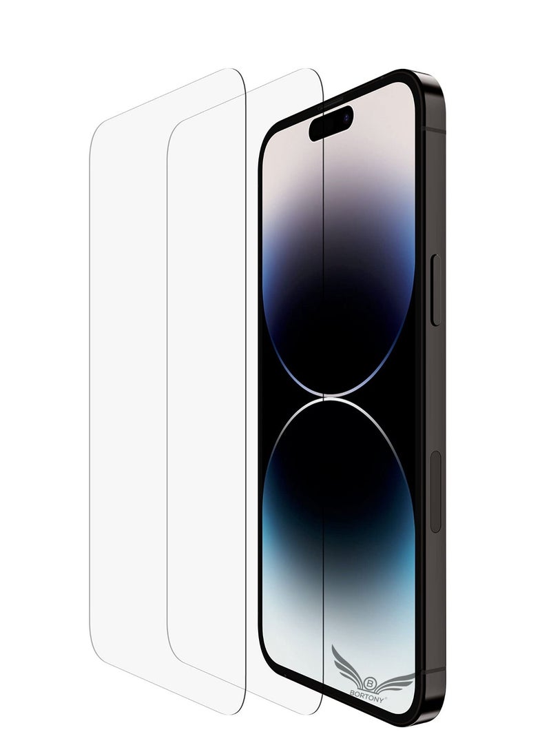 BORTONY Pack of 2 Tempered Glass Screen Protector for 14 Pro Max 6.7 Inch Easy Installation Bubble Free HD Clear Scratch Resistant Anti-Fingerprint Full Screen Coverage Comaptible with Apple iPhone 14 Pro Max - Image 1