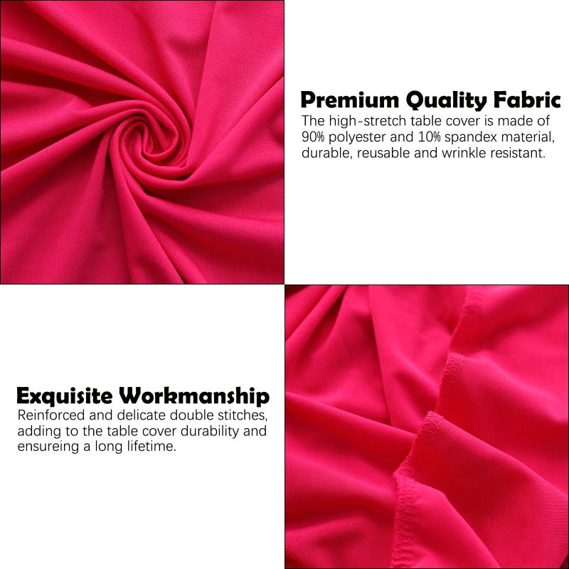 Jusmate Cocktail Table Covers - Spandex Round High Top Tablecloth - 2 Pack 32x43 Inch Magenta Stretch Fitted Highboy Table Cover Cloth for Wedding, Party, Banquet, Event - Image 5