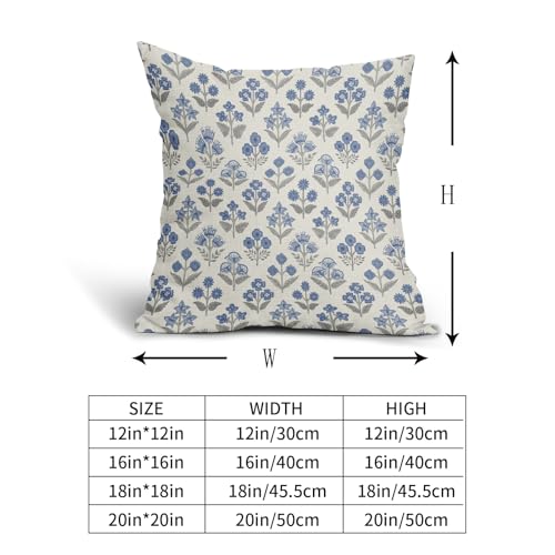Sivirary أغطية وسائد مزخرفة بطبعة زهور باللون الأزرق الرمادي 18x18 بوصة مجموعة من 2 - Image 5