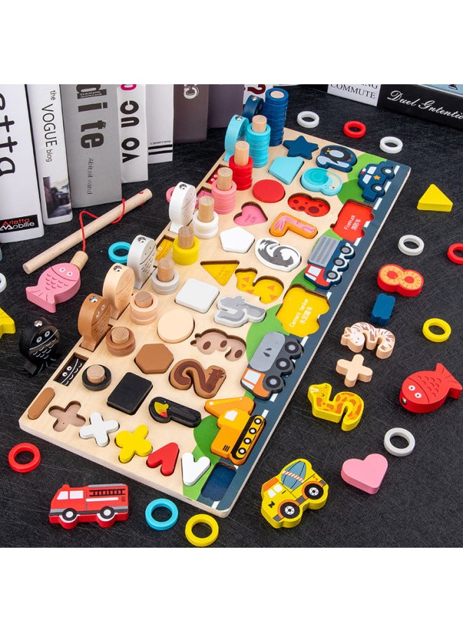 Children's Large Magnetic Fishing Puzzle Alphanumeric Logarithmic Board Early Education Educational Brain Toys 2-3-4 Years Old-Color:Tetris Fishing-logarithmic Board - Image 2