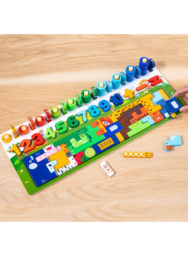 Children's Large Magnetic Fishing Puzzle Alphanumeric Logarithmic Board Early Education Educational Brain Toys 2-3-4 Years Old-Color:Tetris Fishing-logarithmic Board - Image 1