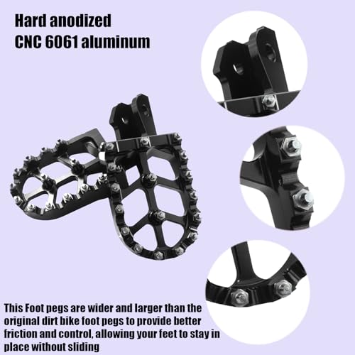 Adsspro Motorcycle CNC Aluminum Foot Pegs Rests Footpegs For CRF150F CRF230F CRF230 CRF150 F CRF 150F 230F 150 230 F 2003-2019 XR150L 15-24 XR125L 10-15 KDX200 83-94 Dirt Pit Bike (Black) - Image 4
