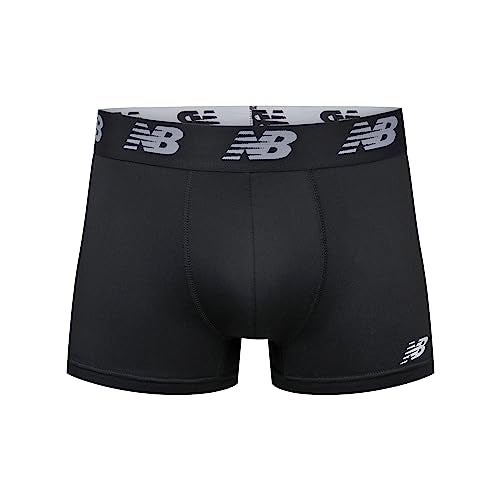 New Balance Men's No Fly Trunks Boxer Brief Underwear, Jacquard Waistband, Breathable Lightweight, Moisture Wicking (3 Pack), Black/Black/Black, Medium - Image 2