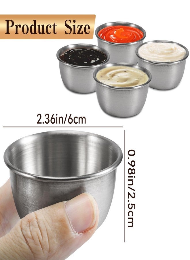 Tivcck 12 Pcs Mini Sauce Cups,Stainless Steel Condiment Cups,Reusable Sushi Dipping Dishes,Ketchup Dipping Cups,Small Pudding Condiment Cups for Home Kitchen Restaurant (Sliver 60ml) - Image 2