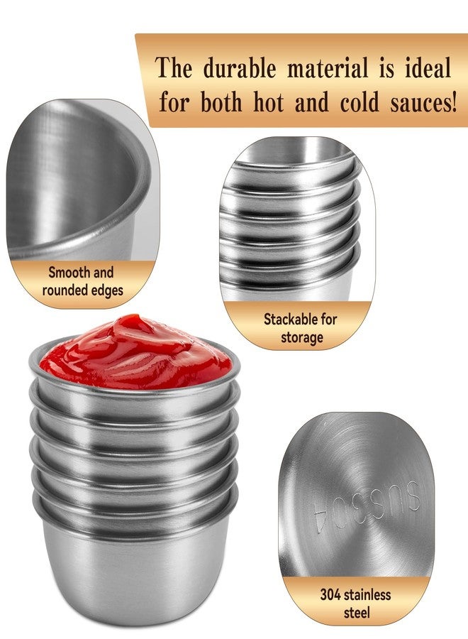Tivcck 12 Pcs Mini Sauce Cups,Stainless Steel Condiment Cups,Reusable Sushi Dipping Dishes,Ketchup Dipping Cups,Small Pudding Condiment Cups for Home Kitchen Restaurant (Sliver 60ml) - Image 4