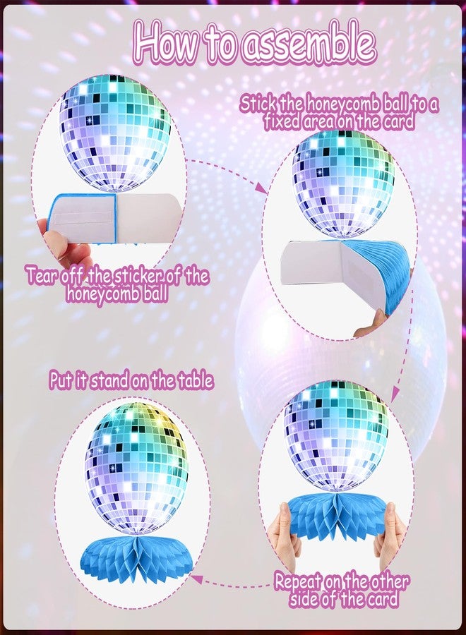 Tarklanda قطع من قطع مركزية على شكل قرص العسل من ديسكو، زينة حفلات على شكل كرة ديسكو، قطع مركزية ملونة لحفلات الروك آند رول، مستلزمات حفلات أعياد الميلاد بموضوع موسيقى الديسكو من الخمسينيات والسبعينيات والثمانينيات والتسعينيات - Image 4