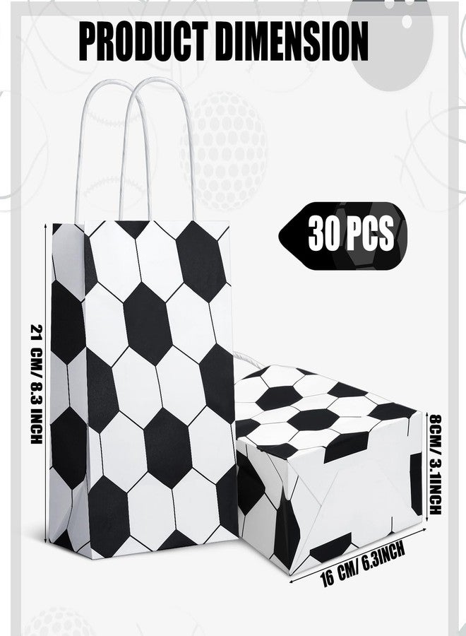 Fainne 30 Pcs Soccer Goodie Bags Soccer Candy Bags Favor Paper Bag with Handles Sports Themed Print Present Gifts Pouch for Football Team Decoration Birthday Party Supplies - Image 2