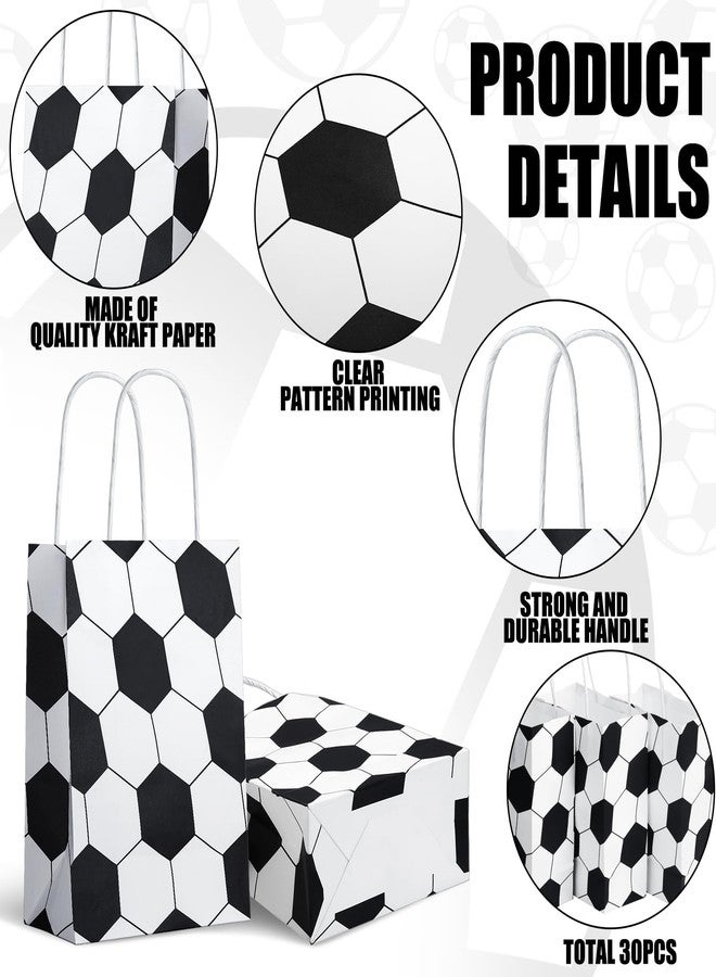 Fainne 30 Pcs Soccer Goodie Bags Soccer Candy Bags Favor Paper Bag with Handles Sports Themed Print Present Gifts Pouch for Football Team Decoration Birthday Party Supplies - Image 3