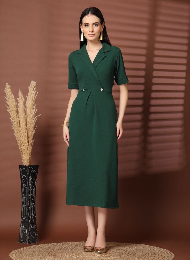 PlusS فستان ميدي ضيق ومتسع باللون الأزرق الفاتح للنساء - Image 1