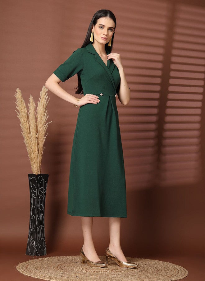 PlusS فستان ميدي ضيق ومتسع باللون الأزرق الفاتح للنساء - Image 3