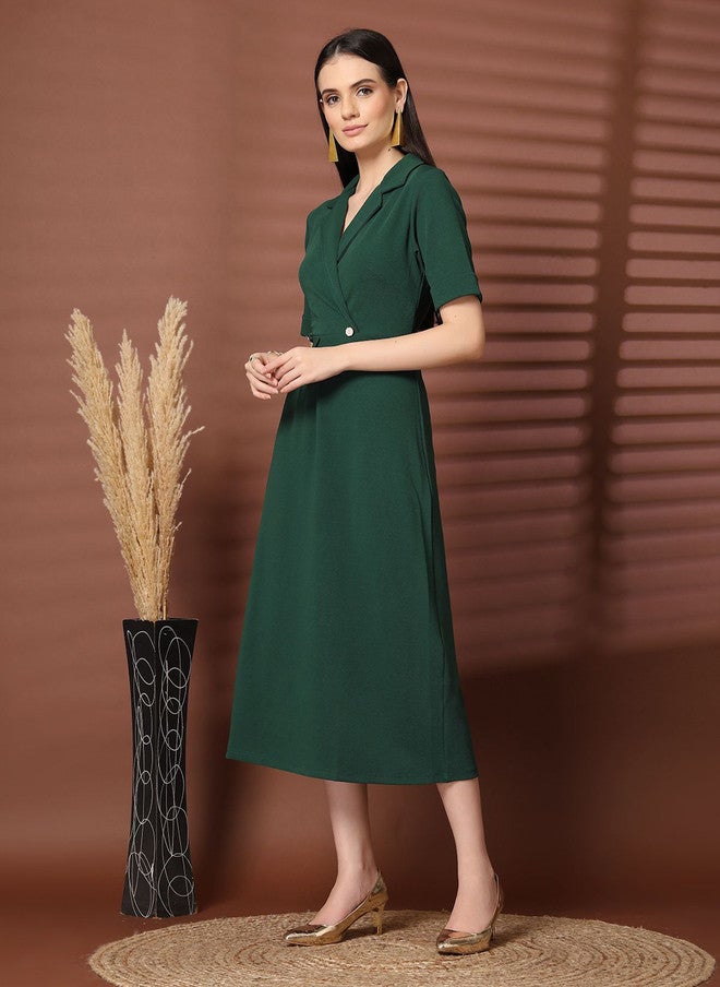 PlusS فستان ميدي ضيق ومتسع باللون الأزرق الفاتح للنساء - Image 4