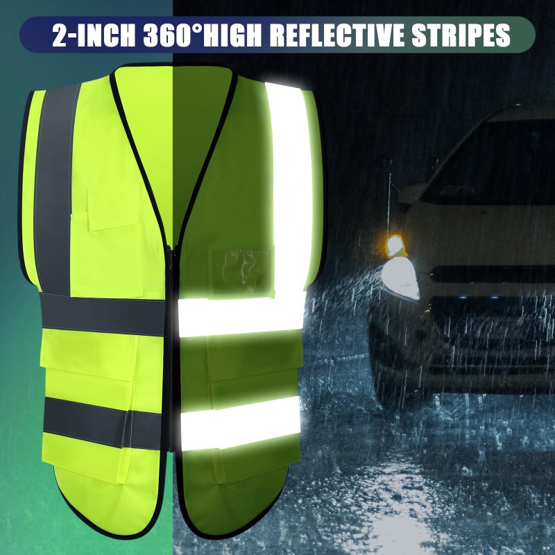 Leumoi 30 Pack Reflective Safety Vest with Pockets and Zipper High Visibility Vest for Women Men Work (Orange,L) - Image 4