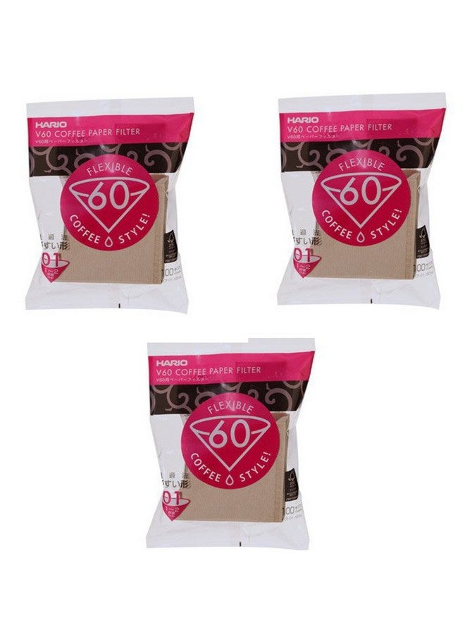 Hario 01 100-Count Coffee Natural Paper Filters, 3-Pack Set (Total of 300 Sheets) (Japan Import) by Hario - Image 1
