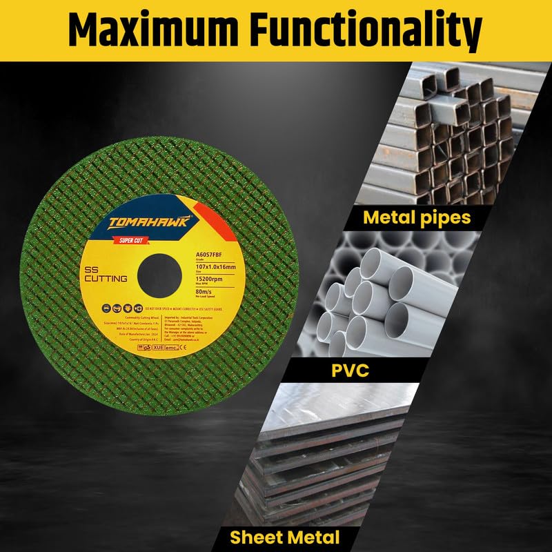 Tomahawk ® Cutting Wheel - 4-inch Cut Off Wheel – Double Net- for Metal & Stainless Steel – Cutting Pack of 50pcs – Compatible with 4" Angle Grinder - 107x1.0x16mm - Green - Image 4