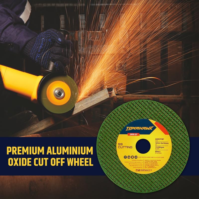 Tomahawk ® Cutting Wheel - 4-inch Cut Off Wheel – Double Net- for Metal & Stainless Steel – Cutting Pack of 50pcs – Compatible with 4" Angle Grinder - 107x1.0x16mm - Green - Image 3