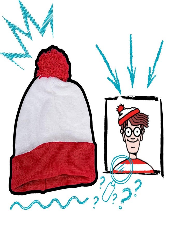Goodscious Wheres Waldo Hat - Fun & Trendy Wheres Waldo Costume Beanie - Playful Red and White Hat Waldo Costumes for Men & Women - White Beanie with Red Pom Where's Waldo Accessories - Book Character Costumes - Image 5