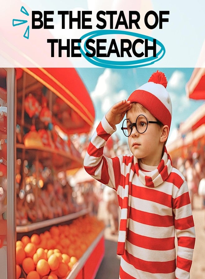 Goodscious Wheres Waldo Hat - Fun & Trendy Wheres Waldo Costume Beanie - Playful Red and White Hat Waldo Costumes for Men & Women - White Beanie with Red Pom Where's Waldo Accessories - Book Character Costumes - Image 3