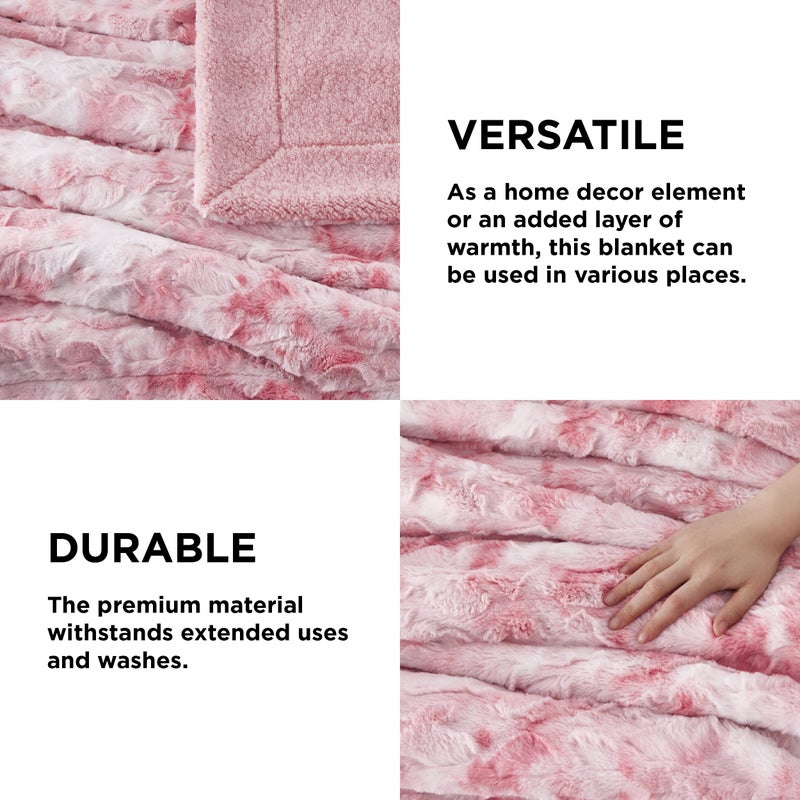 Bedsure GentleSoft Sherpa Fluffy Blanket Twin Size (150 cm x 200 cm) - Fleece Warm and Cozy Fuzzy Faux Fur Throw for Couch, Sofa, Bed Decor, Tie Dye Design, Pink - Image 4