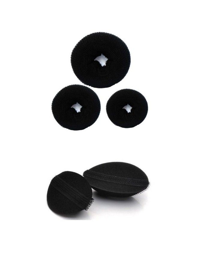 OUT OF BOX Hair Styling Bun Maker Twist Curler Tool Hair Clip Sponge Donutset Of 3 (Large Medium Small) Plus Set Of 2 Princess Hair Puff Volumizer - Image 2