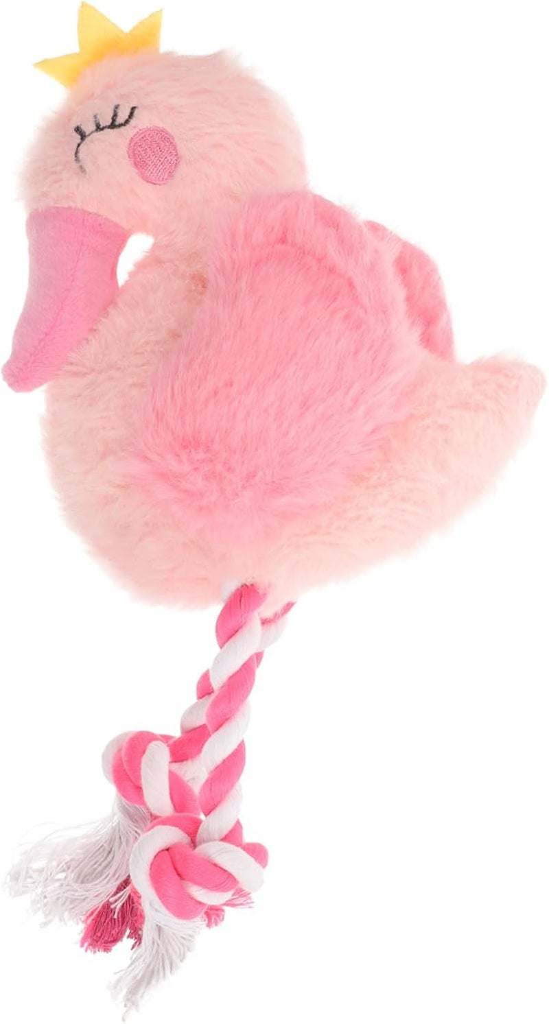 Alasum Squeaky Plush Dog with Knotted Rope for Chewing and Teething, Sturdy Interactive Puppy Training for Outdoor Play, Pink Pattern Pet for Small to Medium Dogs - Image 1