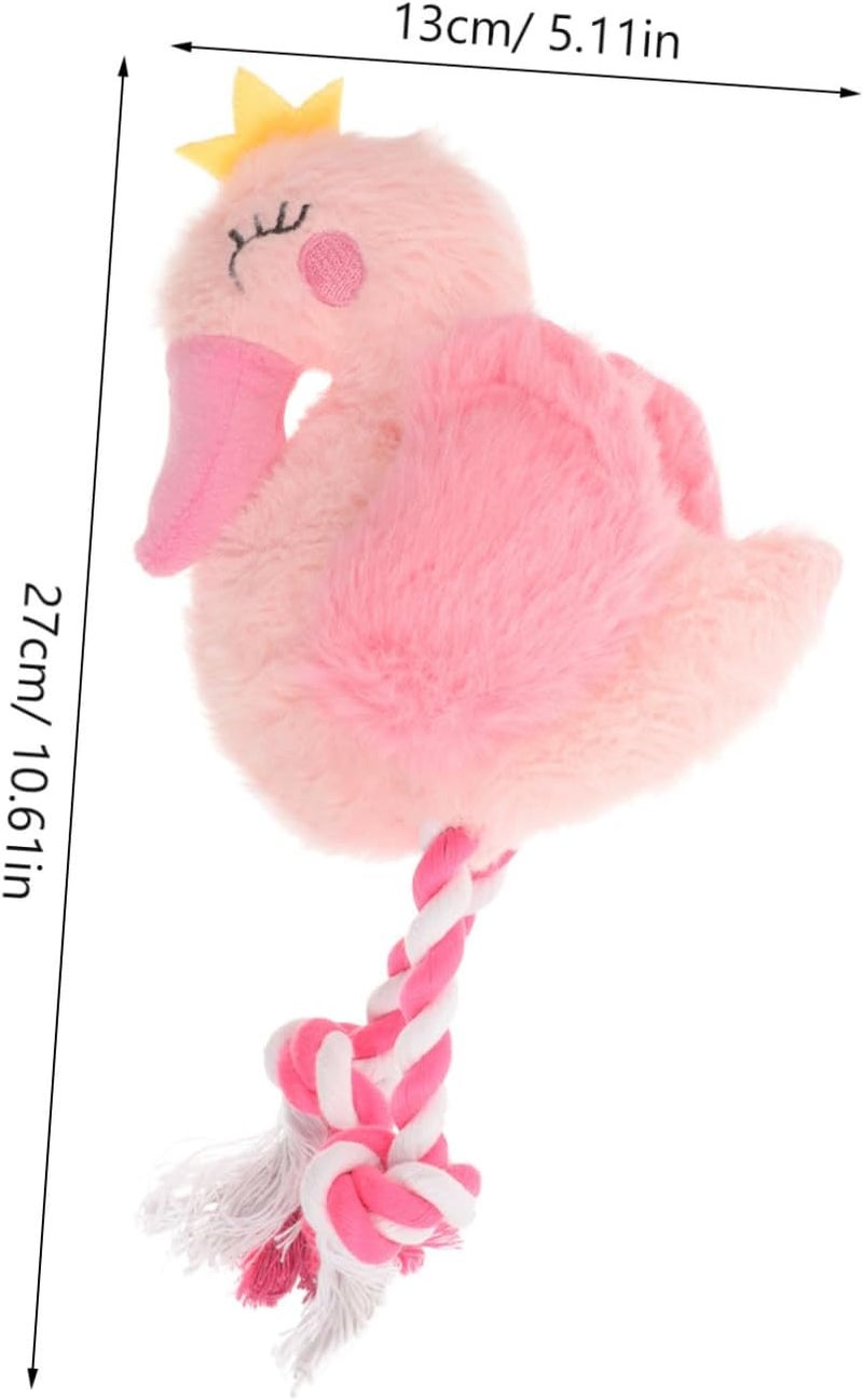 Alasum Squeaky Plush Dog with Knotted Rope for Chewing and Teething, Sturdy Interactive Puppy Training for Outdoor Play, Pink Pattern Pet for Small to Medium Dogs - Image 2