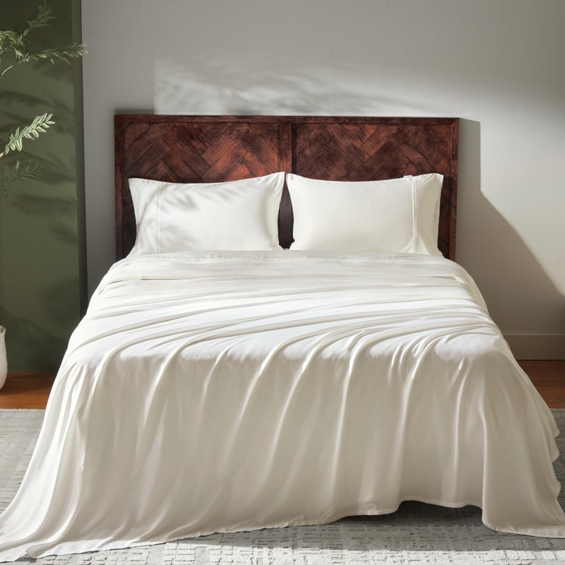 GOKOTTA Twin Size Bed Sheets 3 Piece Set Ultra Soft Sheets Cooling for Hot Sleepers Hotel Luxury Silky Breathable Sheets Deep Pocket Up to 15 100 Rayon Derived from Bamboo Cream White