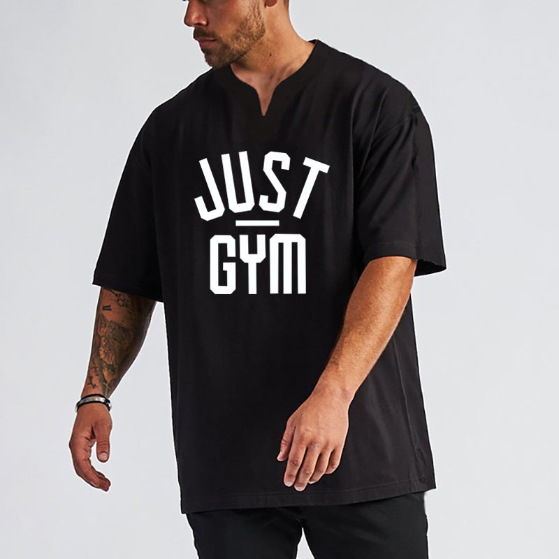 Muscle fitness short sleeve T-shirt men''s loose plus size training clothes casual half sleeve sports running casual summer fitness - Image 4