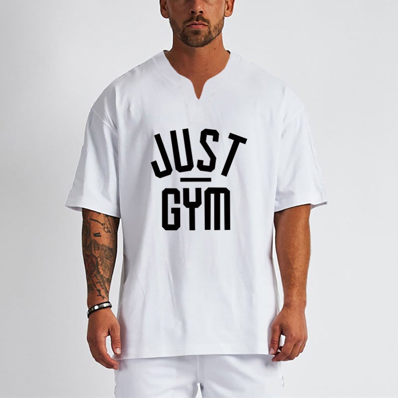 Muscle fitness short sleeve T-shirt men''s loose plus size training clothes casual half sleeve sports running casual summer fitness - Image 3
