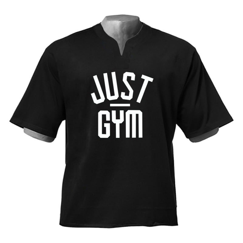 Muscle fitness short sleeve T-shirt men''s loose plus size training clothes casual half sleeve sports running casual summer fitness - Image 2