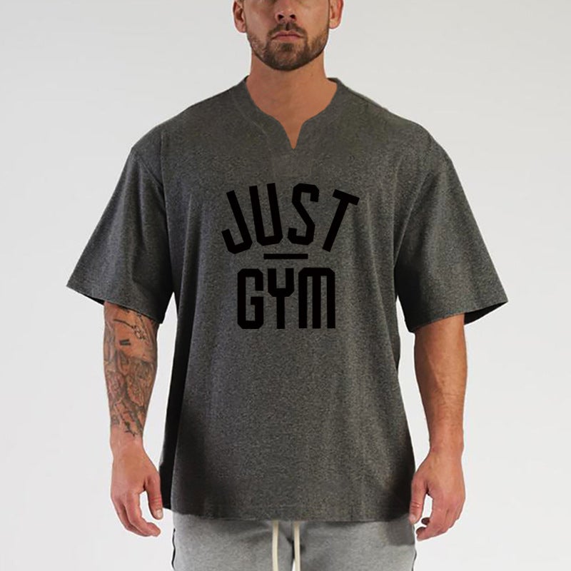 Muscle fitness short sleeve T-shirt men''s loose plus size training clothes casual half sleeve sports running casual summer fitness - Image 5
