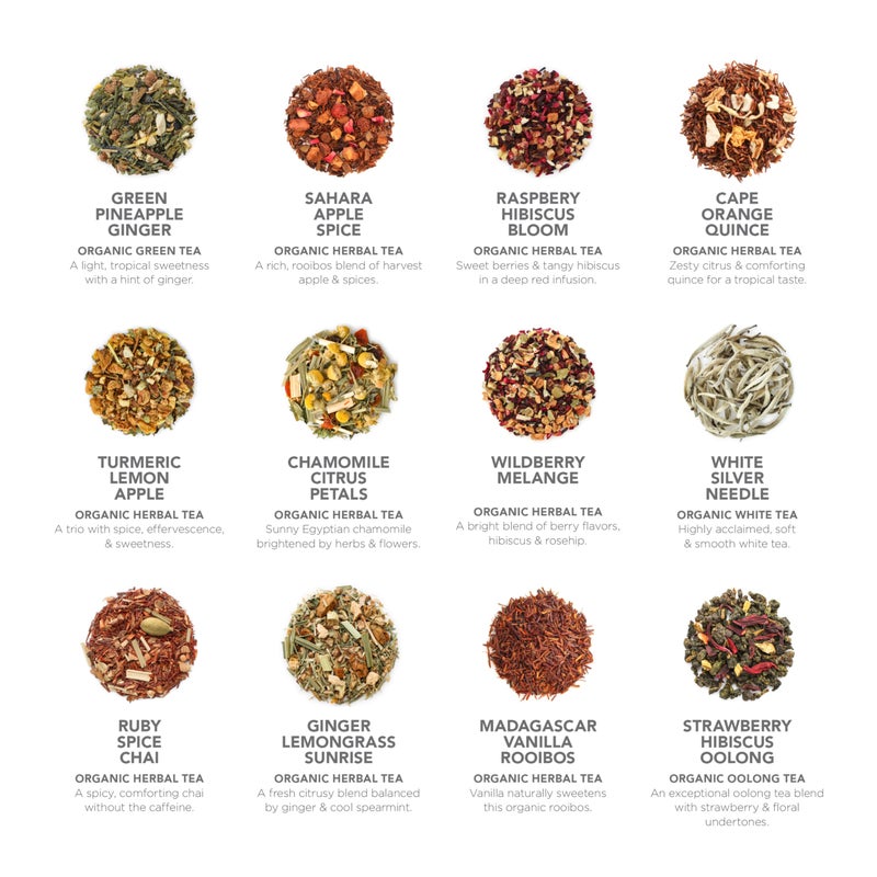Teabloom - World's Finest Pyramid Tea Collection, 24 Varieties of USDA Certified Organic & Kosher Teas - Black Tea, Green Tea, White Tea, Oolong Tea, and Herbal/Fruit Tea Blends - Image 4