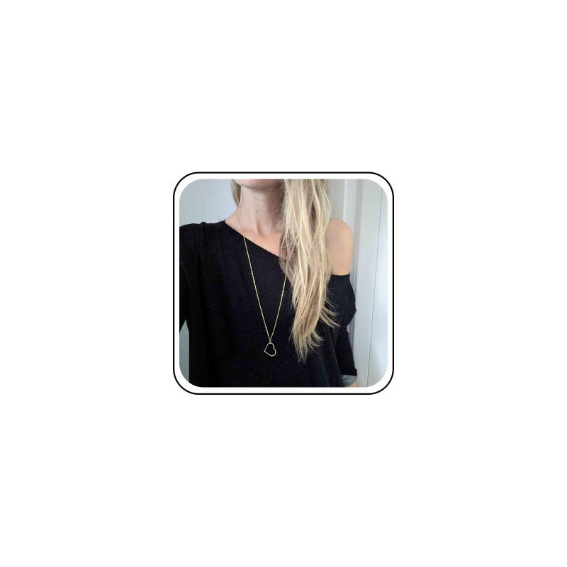 Yheakne Boho Long Heart Pendant Necklace Gold Outline Heart Necklace Chain Hollow Heart Drop Necklace Minimalist Necklace Jewelry for Women - Image 1