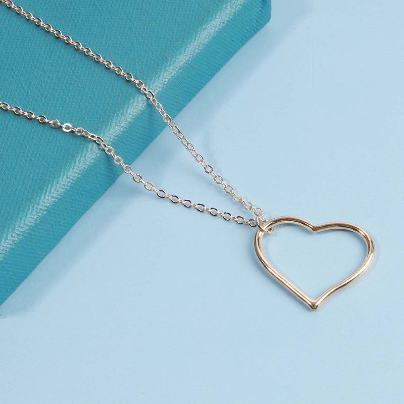 Yheakne Boho Long Heart Pendant Necklace Gold Outline Heart Necklace Chain Hollow Heart Drop Necklace Minimalist Necklace Jewelry for Women - Image 4