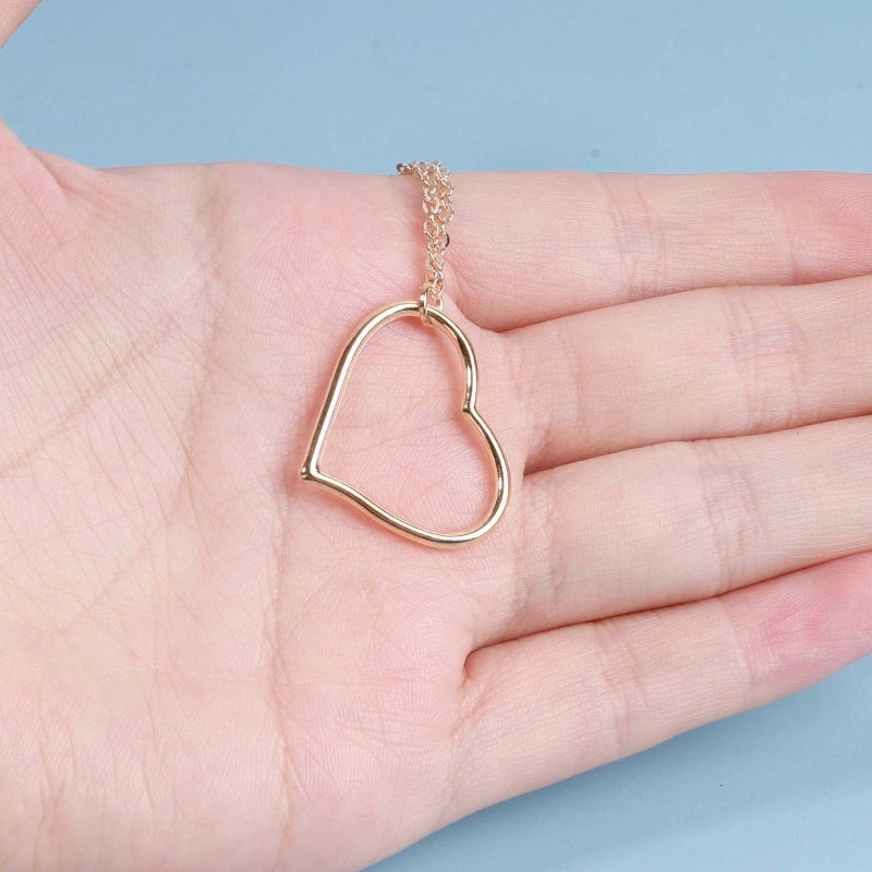 Yheakne Boho Long Heart Pendant Necklace Gold Outline Heart Necklace Chain Hollow Heart Drop Necklace Minimalist Necklace Jewelry for Women - Image 5