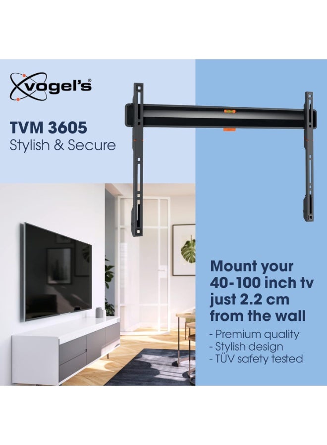 Vogel's TVM 3605​ Fixed Flat TV Wall Mount Bracket for 40-100 Inch​ TVs, Holds Maximum 75 kg TVs, Maximum VESA 600 x 400​, Universal Compatibility​, Distance from​ The Wall Only 2.2 cm - Image 2